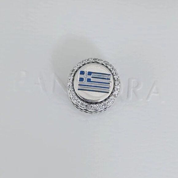 Pandora Greece Flag Charm Bead Exclusive Travel Pendant S925 Silver with box - Picture 6 of 6